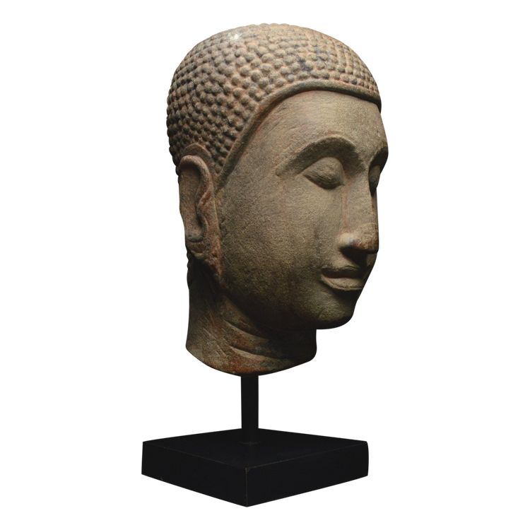 Ex Regno del Siam, scuola di Ayutthaya, XV-XVI secolo, Grande testa di Buddha in pietra
