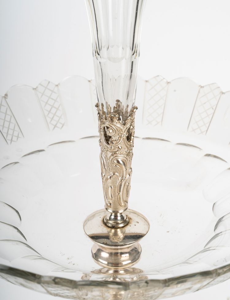 A silver-plated metal and crystal centerpiece, early 20th century
