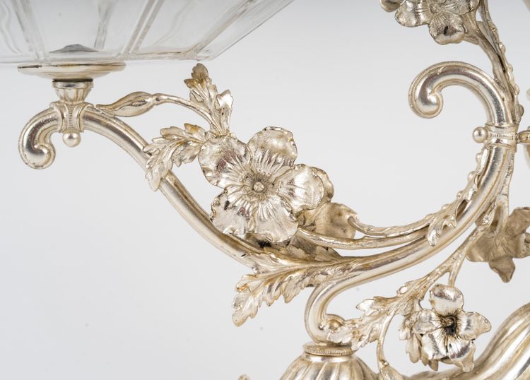 A silver-plated metal and crystal centerpiece, early 20th century