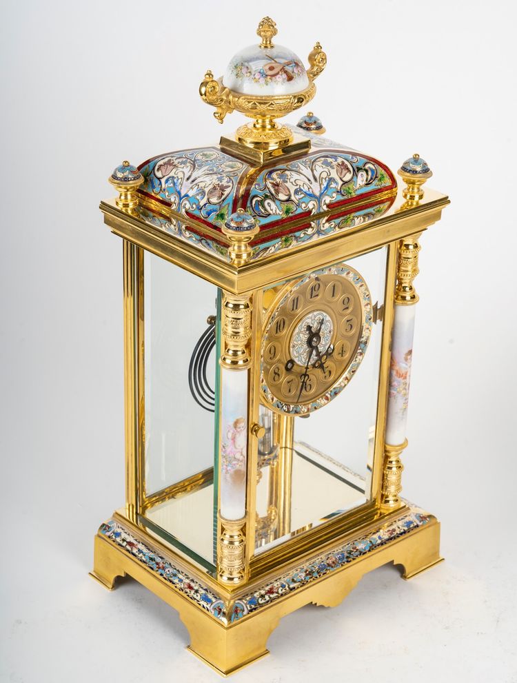 A gilt bronze, porcelain and cloisonné enamel set, late 19th century