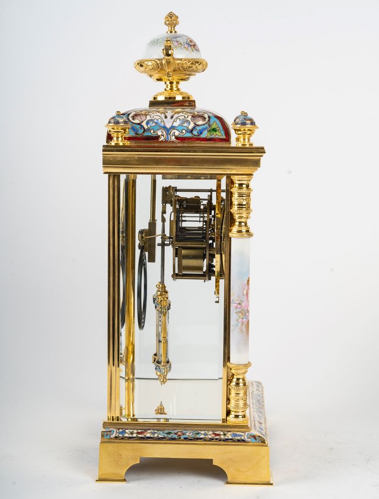 A gilt bronze, porcelain and cloisonné enamel set, late 19th century