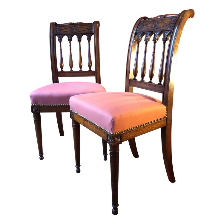 Pair of solid mahogany Directoire chairs