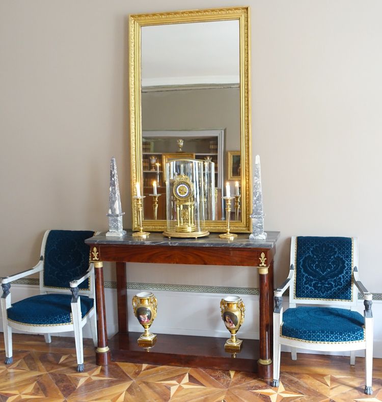 Large mantelpiece mirror, gilded wood frame, mercury mirror, Empire period - 157cm x 90cm