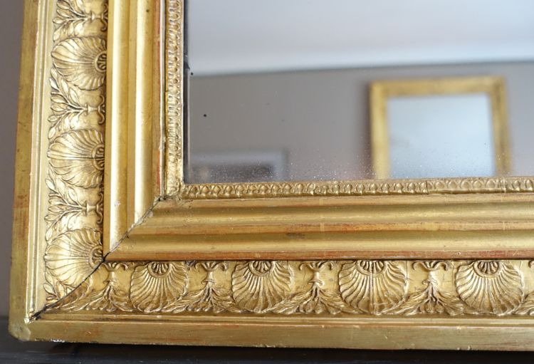 Large mantelpiece mirror, gilded wood frame, mercury mirror, Empire period - 157cm x 90cm