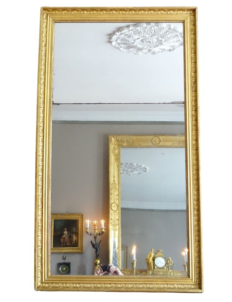 Großer Kaminspiegel, vergoldeter Holzrahmen, Quecksilberspiegel, Empire-Epoche - 157cm x 90cm