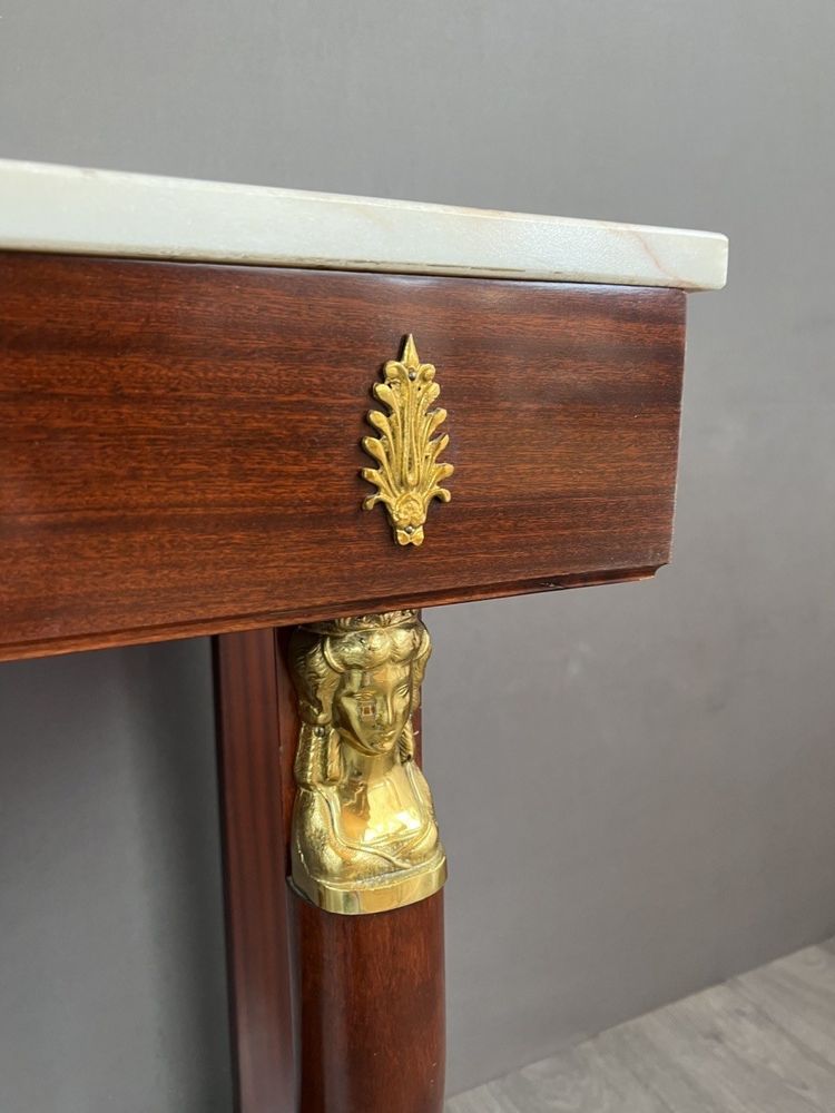 Console in mogano e bronzo dorato in stile Impero, XIX secolo