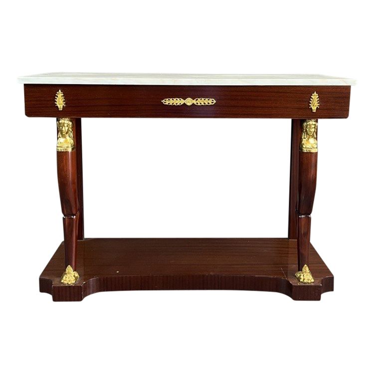 Console in mogano e bronzo dorato in stile Impero, XIX secolo