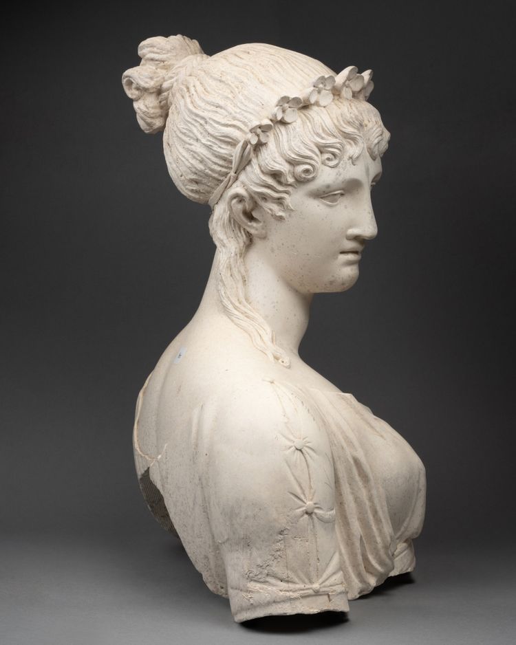 Buste en plâtre à la mode des Merveilleuses, XIXe siècle 