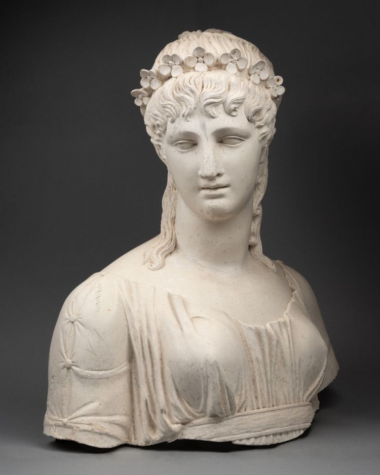 Buste en plâtre à la mode des Merveilleuses, XIXe siècle 