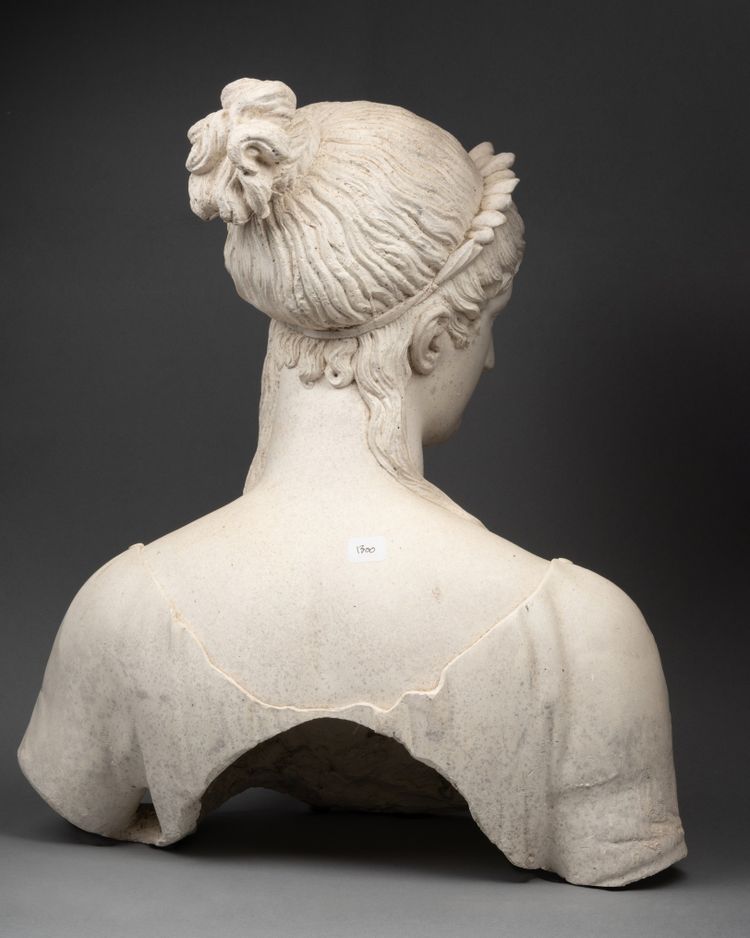 Buste en plâtre à la mode des Merveilleuses, XIXe siècle 