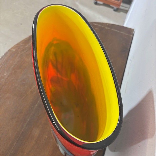 Stunning Murano glass vase incamiciata processing and in Murrine Millefiori . 70's Big