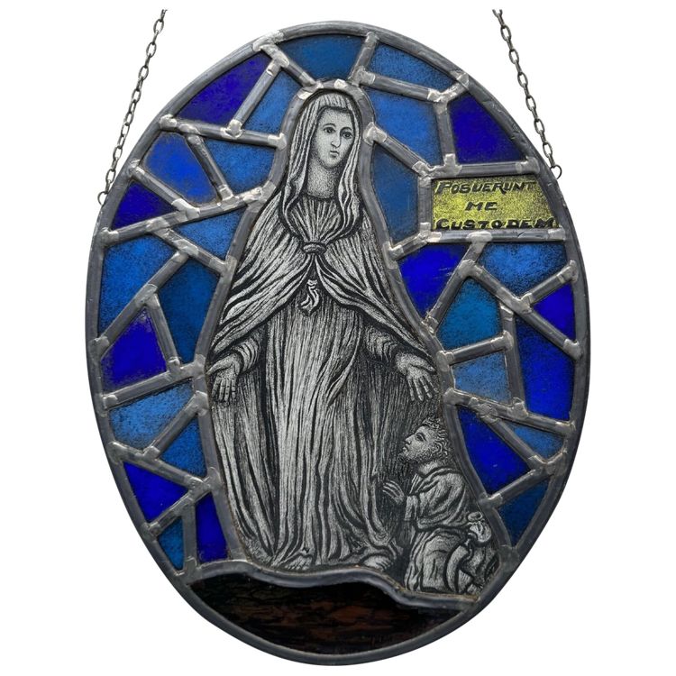 Stained glass Virgin Mary 19th century Posuerunt me custodem