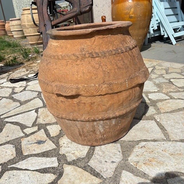 Antique large outdoor terracotta jar 18th c . Height cm 60