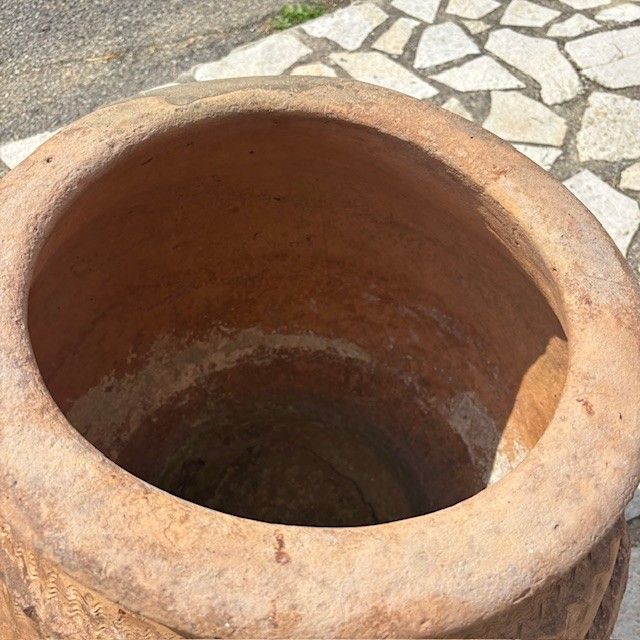 Antique large outdoor terracotta jar 18th c . Height cm 60