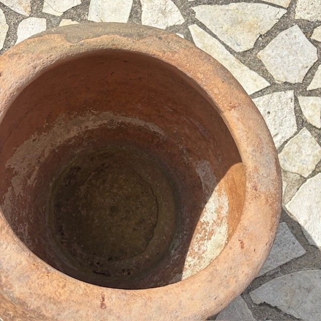 Antique large outdoor terracotta jar 18th c . Height cm 60