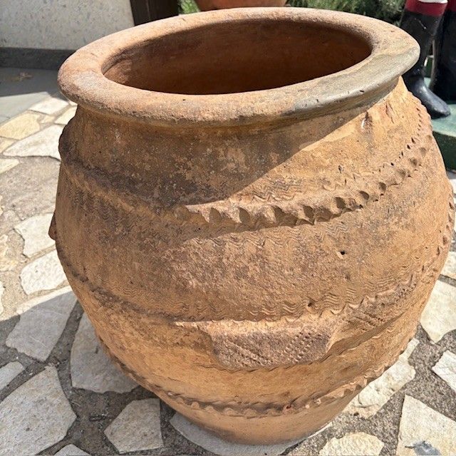 Antique large outdoor terracotta jar 18th c . Height cm 60