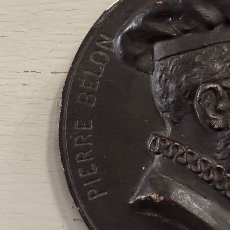 Tondo medallion by Charles Filleul Pierre Belon naturalist 20th century
