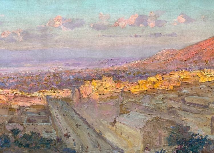 Constant Louche (1880 - 1965) - Blick auf ein Dorf Im Atlasgebirge