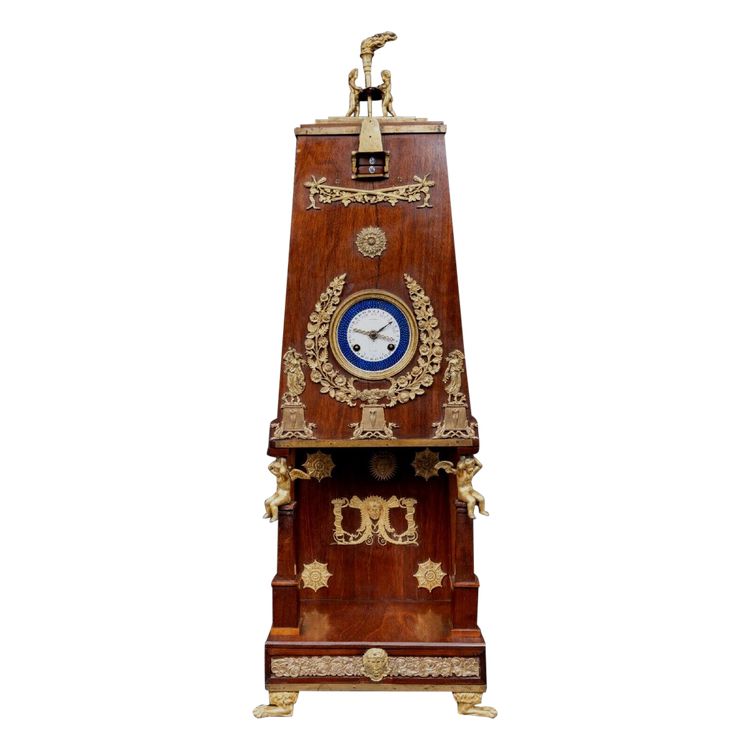 Maison Balthazard mahogany ormolu cherub clock enamel dial