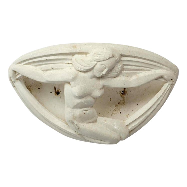 art deco plaster sconce with naiad decoration circa 1930