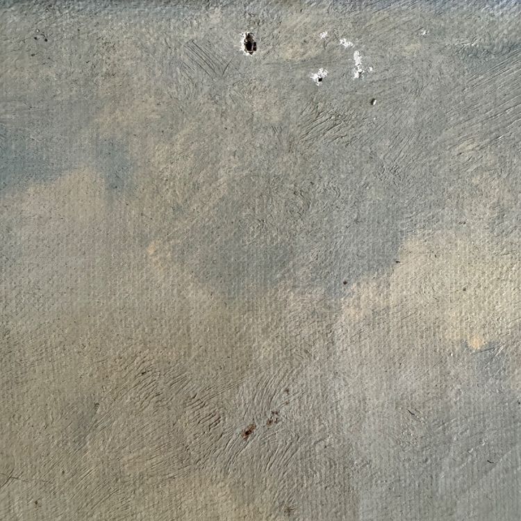 Huile sur toile par F. Lemoine le port de Nantes fin XIXe cadre en stuc
