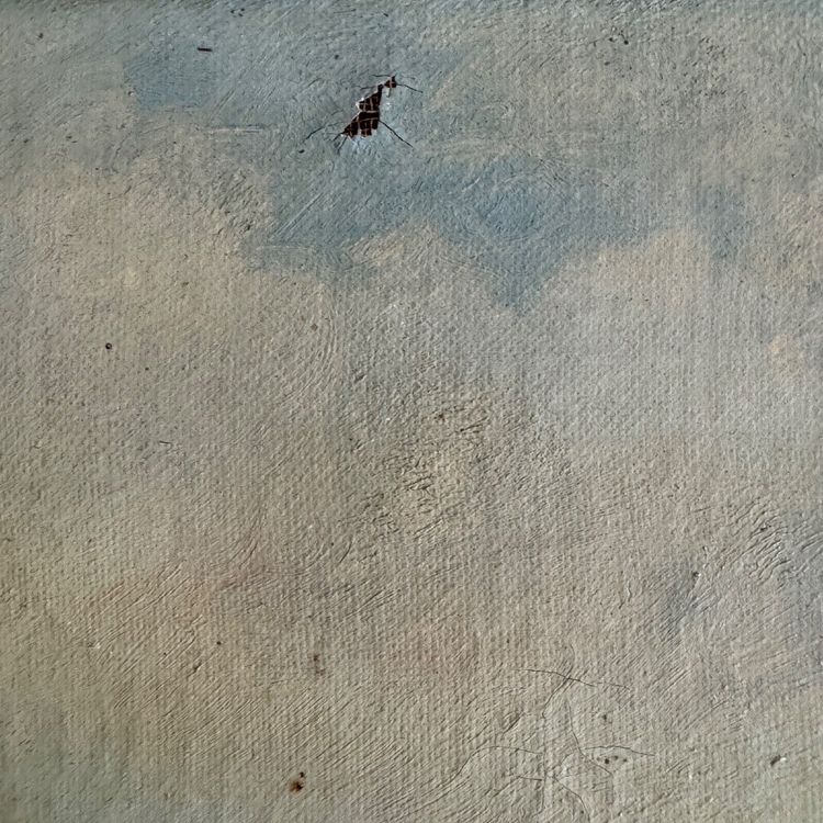 Huile sur toile par F. Lemoine le port de Nantes fin XIXe cadre en stuc
