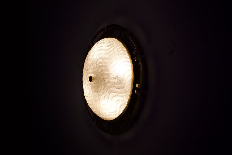 Large wall / ceiling light "soleil" in brass and Murano