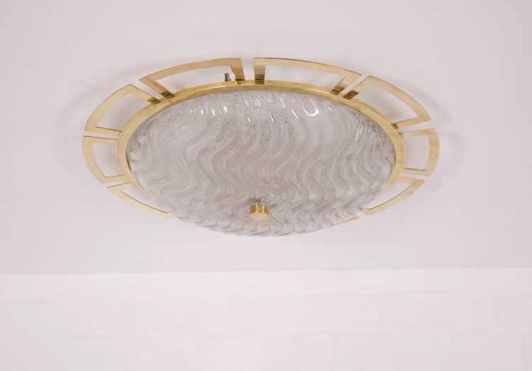 Large wall / ceiling light "soleil" in brass and Murano