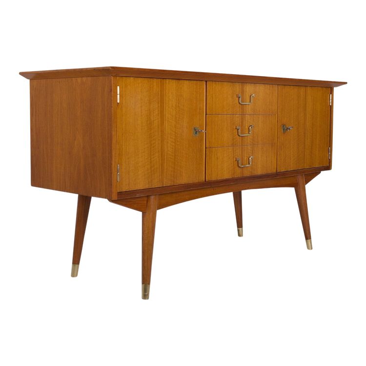 Modernistisches Sideboard mit Messing-Kompassfüßen.