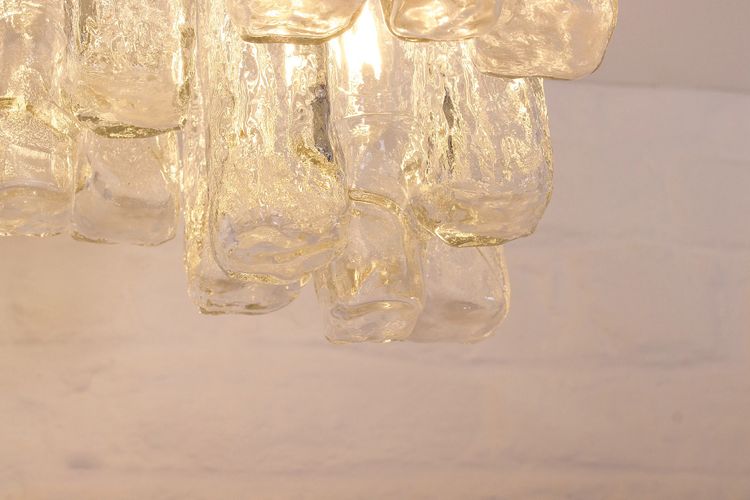 Ice Glass ceiling light in Kalmar brass .