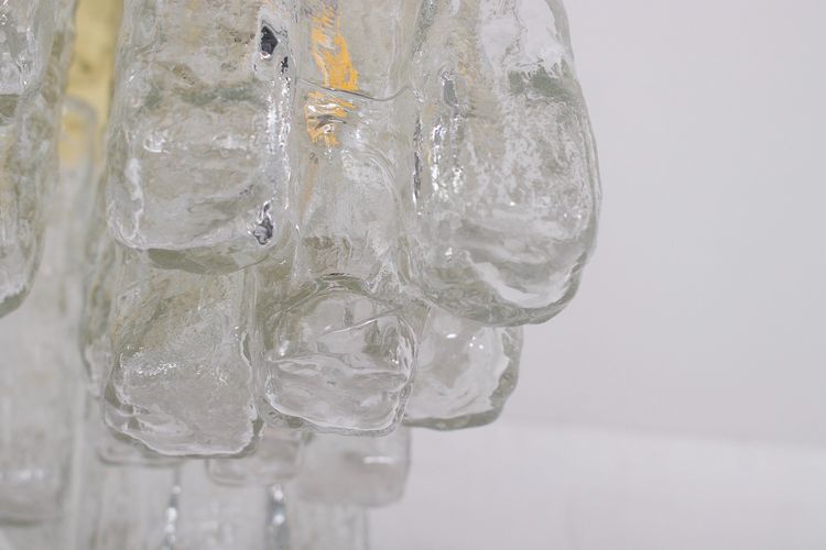 Ice Glass ceiling light in Kalmar brass .