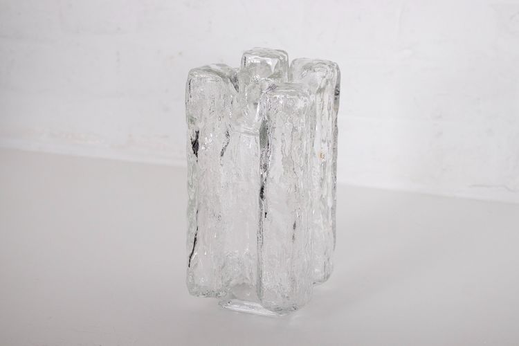 Ice Glass ceiling light in Kalmar brass .