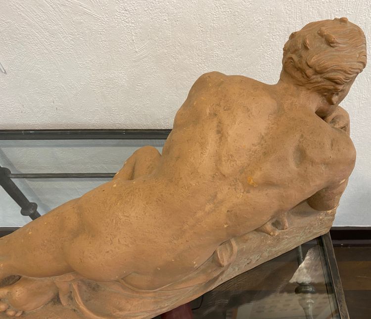 Sculpture in patinated terracotta signed J. DALBREUSE - Athlete resting - ART DECO