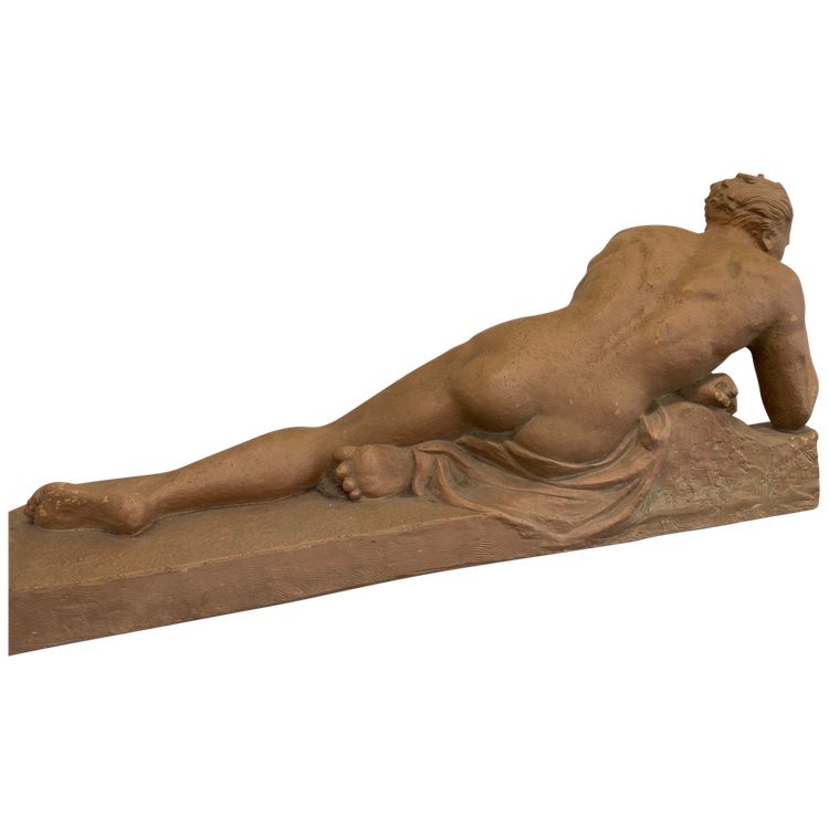 Sculpture in patinated terracotta signed J. DALBREUSE - Athlete resting - ART DECO