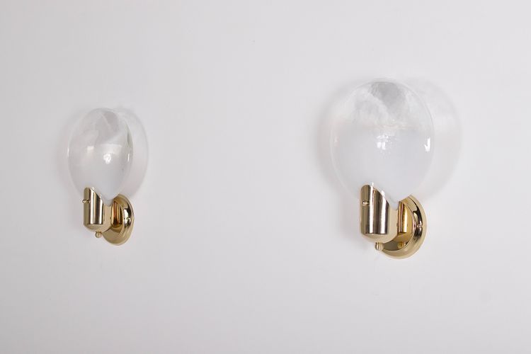 Paire d’Appliques Lenticulaire en Verre Opalescent