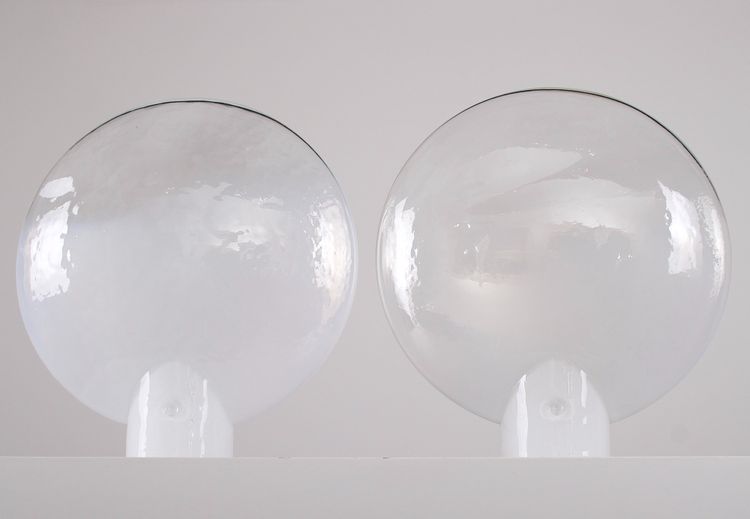Paire d’Appliques Lenticulaire en Verre Opalescent