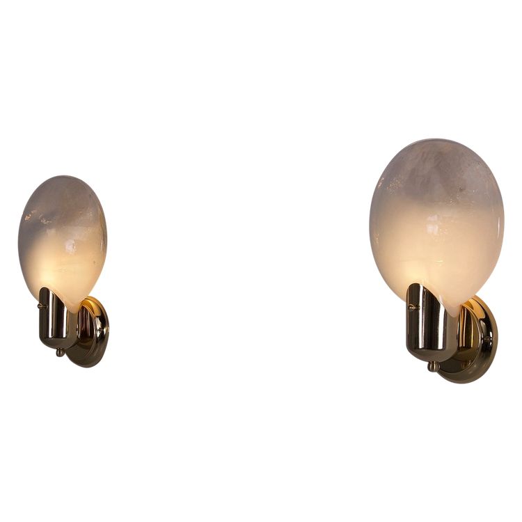 Paire d’Appliques Lenticulaire en Verre Opalescent