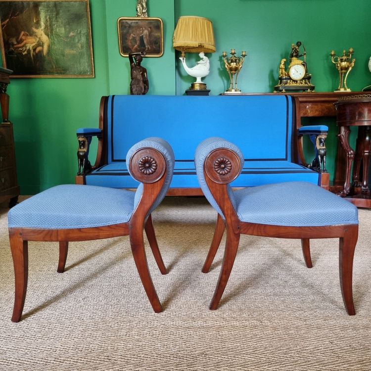 JBB DEMAY, rare paire de tabourets à secrets, estampillés, Époque Directoire-Consulat