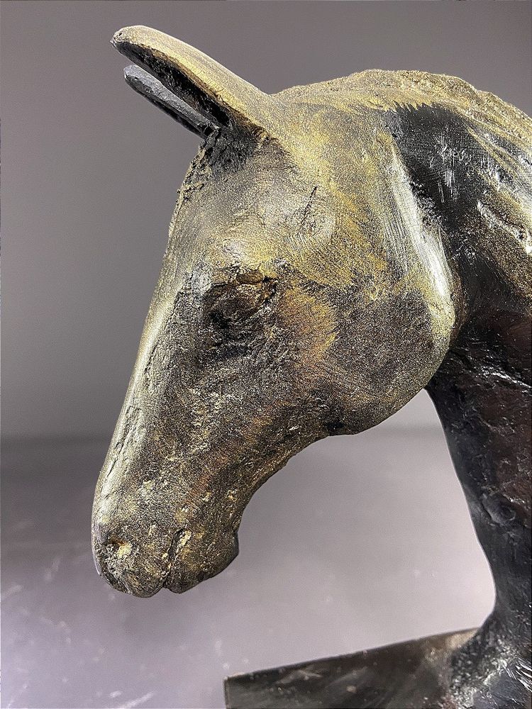 France, Ravissant Bronze Figurant Une Tête De Cheval, 1970.