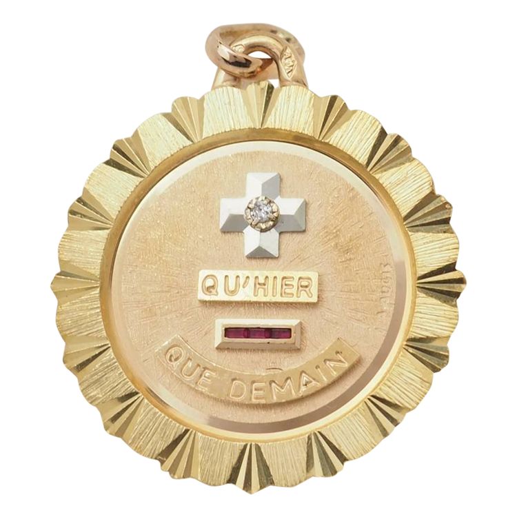Pendentif Augis en or jaune, rubis et diamant