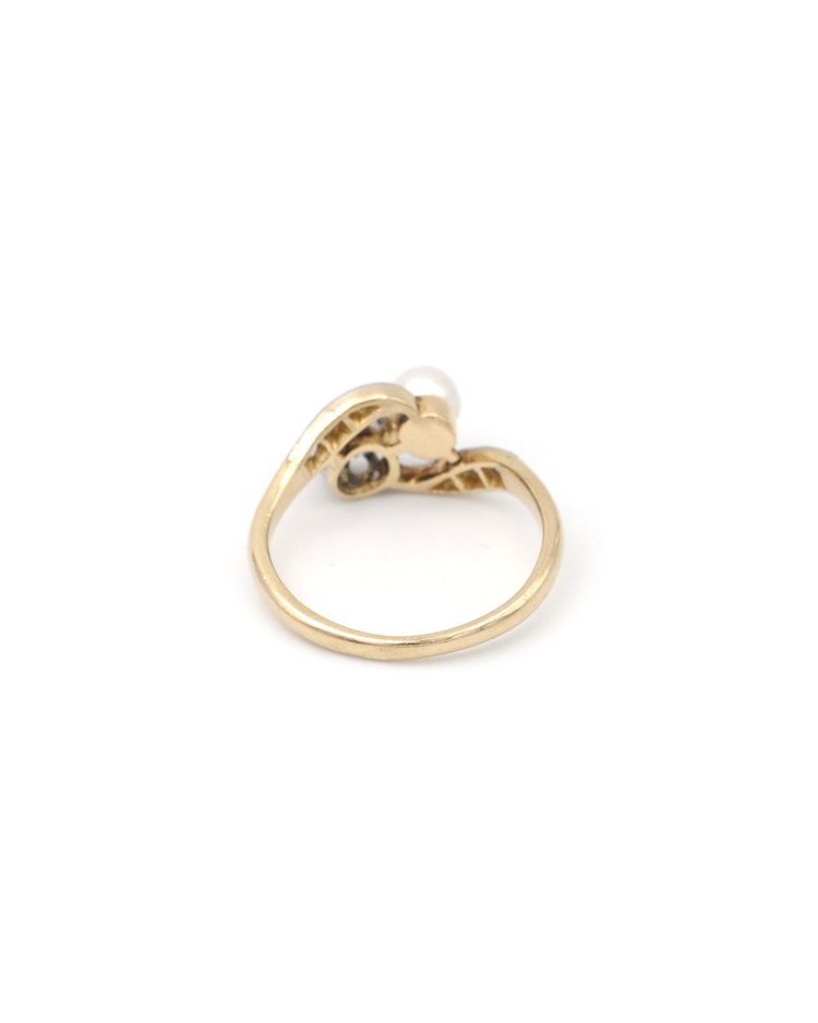 Bague Toi et Moi perles diamant en or 18k et platine, Bague Belle Epoque, Bijou ancien