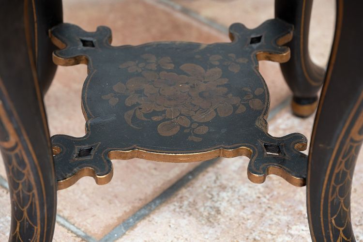 Paire de tabourets anciens Napoléon III en bois noirci. France 19ème siècle.