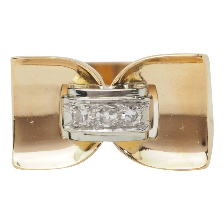 Bague Tank en or jaune et diamants