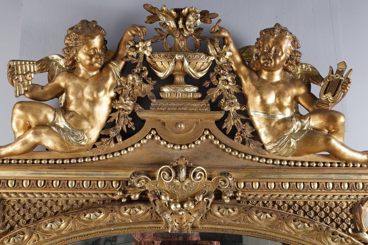 MONUMENTAL LOUIS XVI MIRROR, NAPOLEON III PERIOD WORK