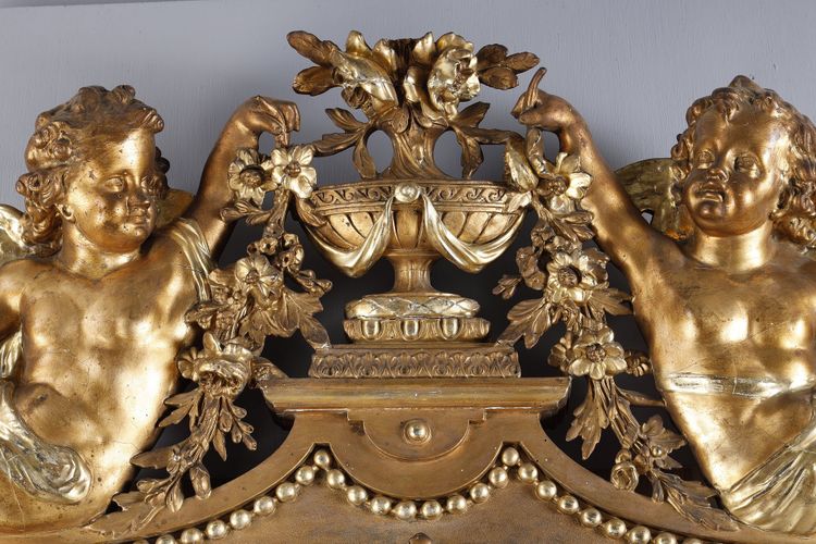 MONUMENTAL LOUIS XVI MIRROR, NAPOLEON III PERIOD WORK