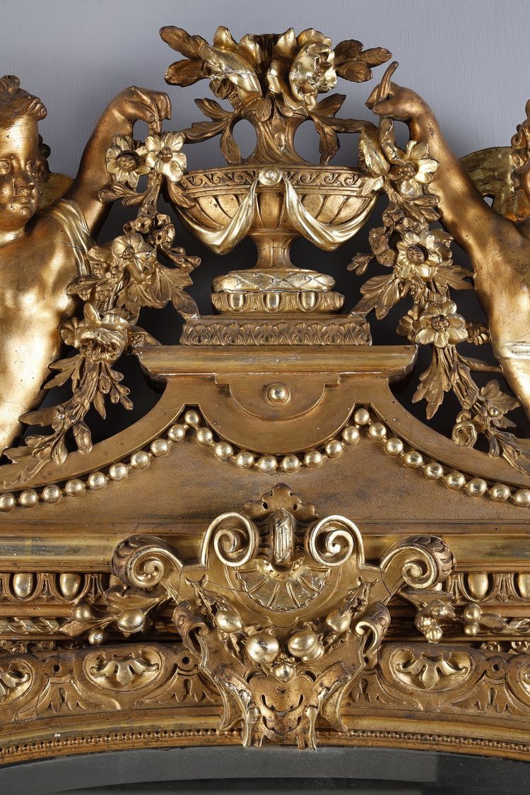 MONUMENTAL LOUIS XVI MIRROR, NAPOLEON III PERIOD WORK