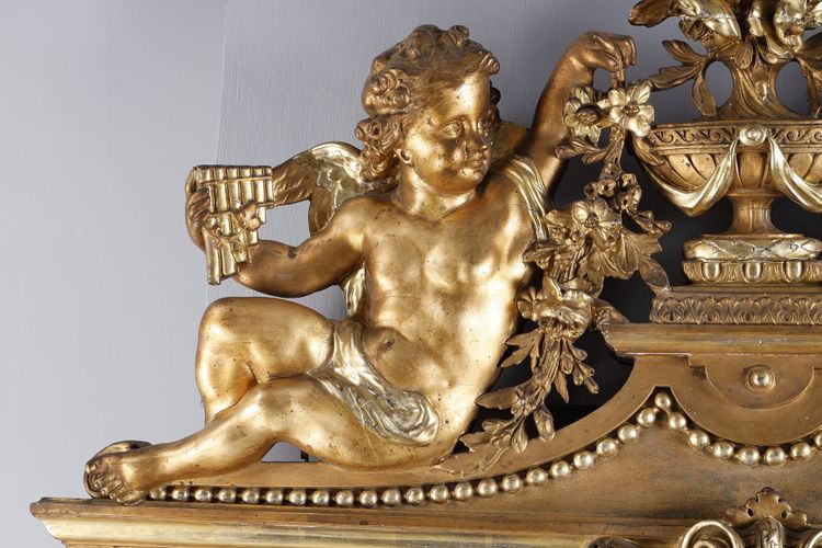 MONUMENTAL LOUIS XVI MIRROR, NAPOLEON III PERIOD WORK