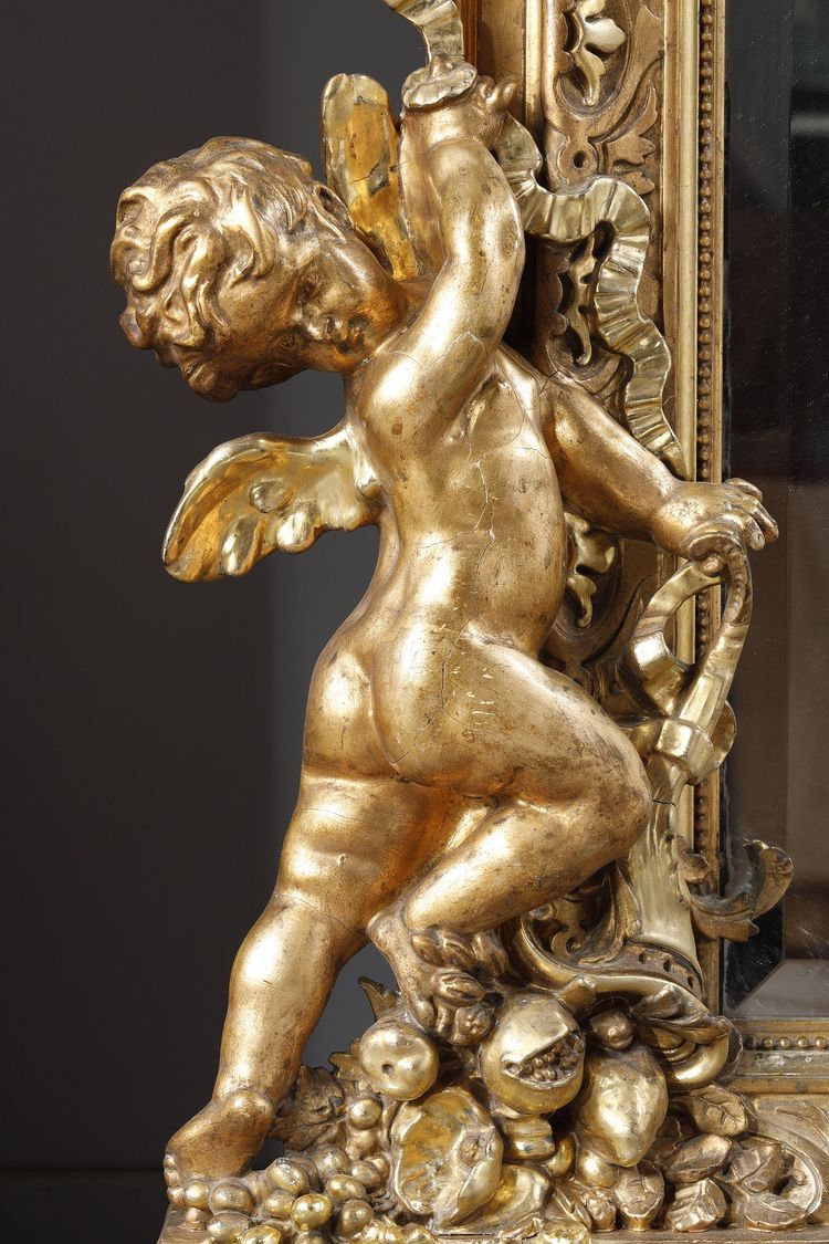 MONUMENTAL LOUIS XVI MIRROR, NAPOLEON III PERIOD WORK