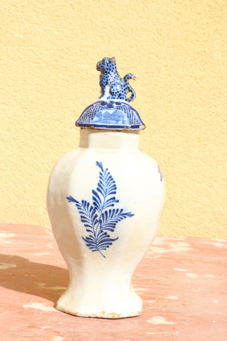 Set of three Rouen earthenware vases