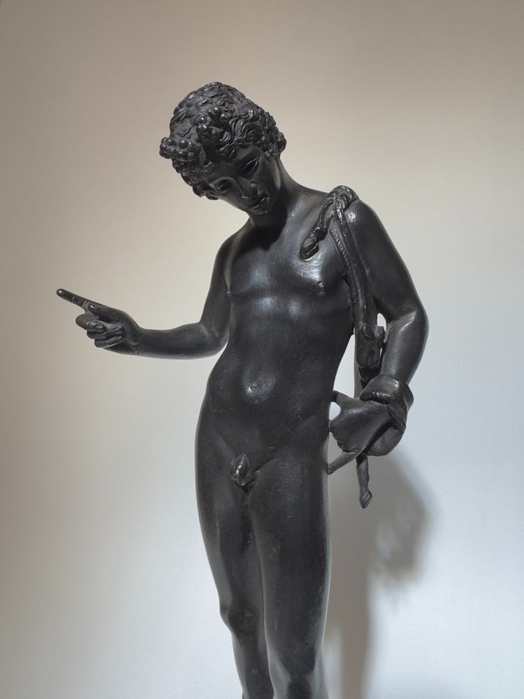 Narciso di Pompei, scultura in bronzo dal "Grand Tour" H 28 cm